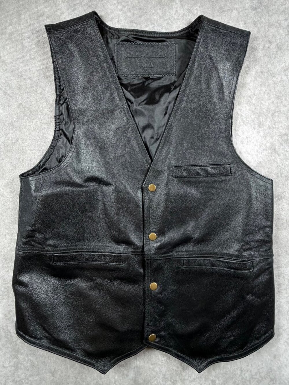 Roma Leather Men's Concealed Carry Biker Vest Black Leather M USA